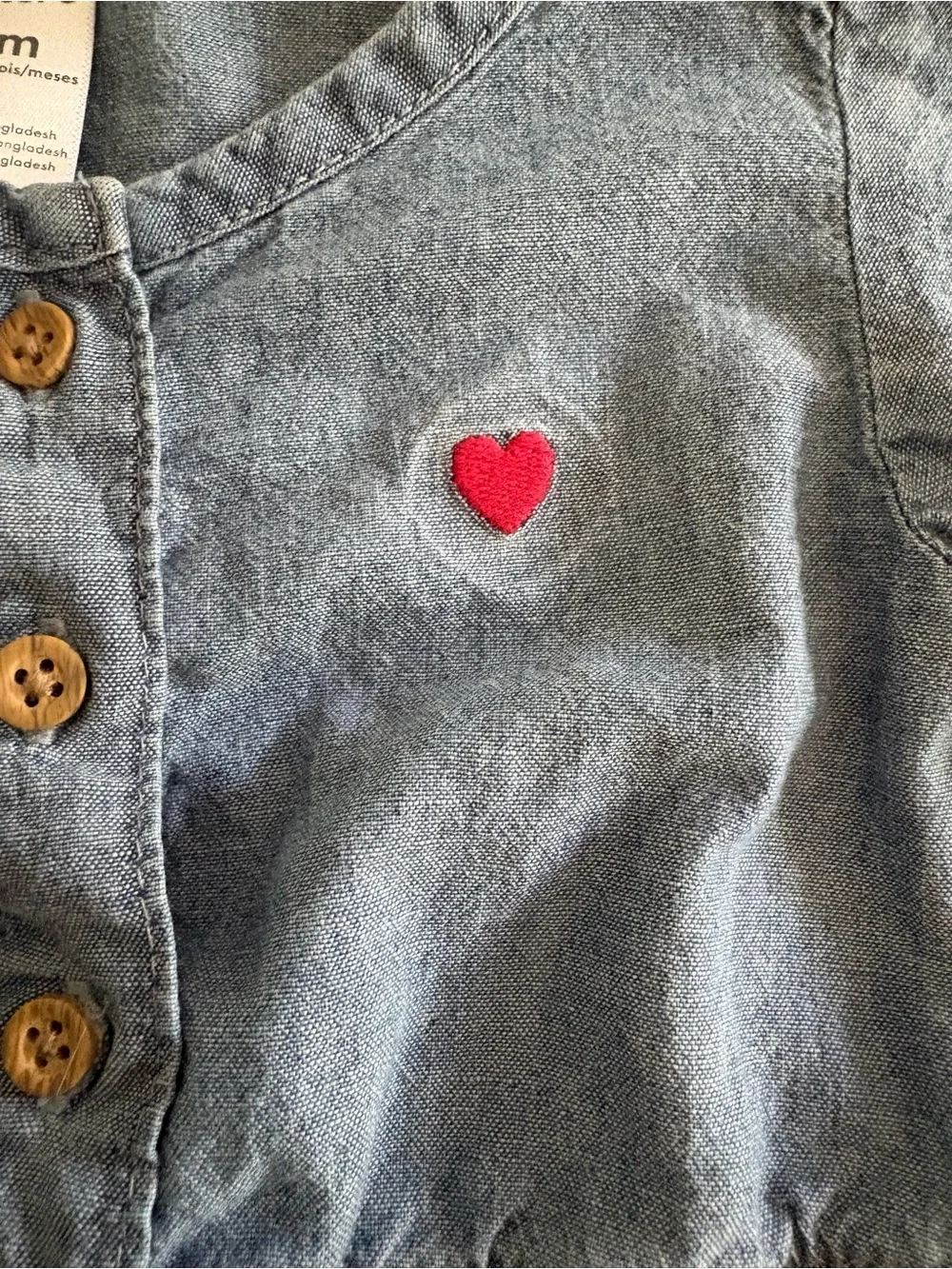 Carter’s Baby Girl Heart Chambray Denim Jumpsuit